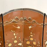 Chinoiserie and Black Lacquer Four-Panel Folding Screen Room Divider, 1930s