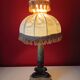 Antique lamp with green marble and bronze – fringed shade