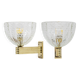 Attributed to Seguso Art Dèco Brass and "Pelugoso" Murano Glass Sconces, Pa
