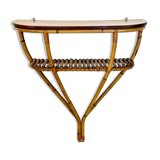 Bamboo and Formica Demilune Console Table with a Lower Shelf, Italy