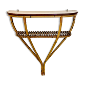 Table console démilune en bambou et Formica avec étagère inférieure, Italie