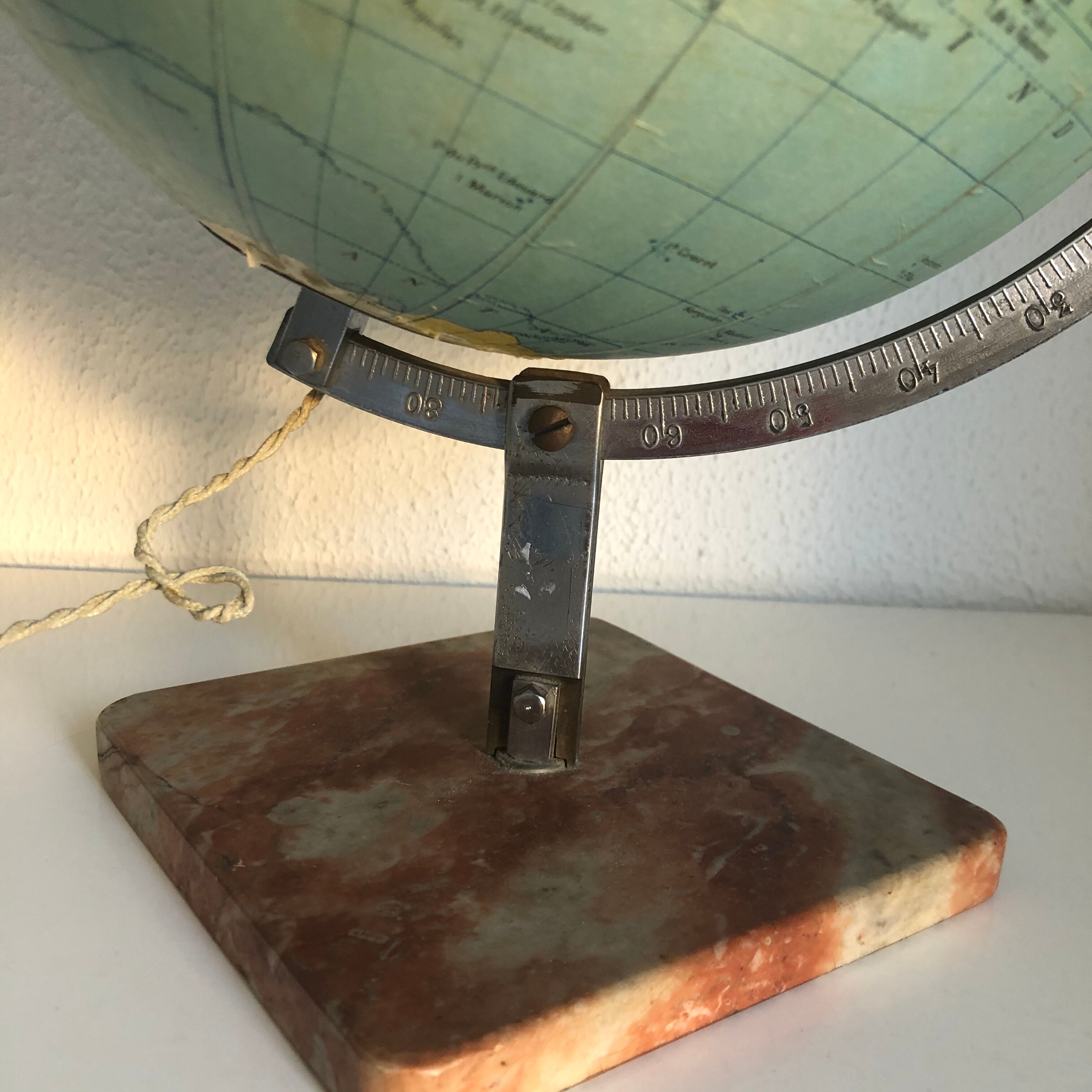 Globe Earth Vindrinet vintage marble glass 1940 - 36 cm