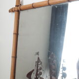 Vintage light bamboo mirror 107 x 79 cm