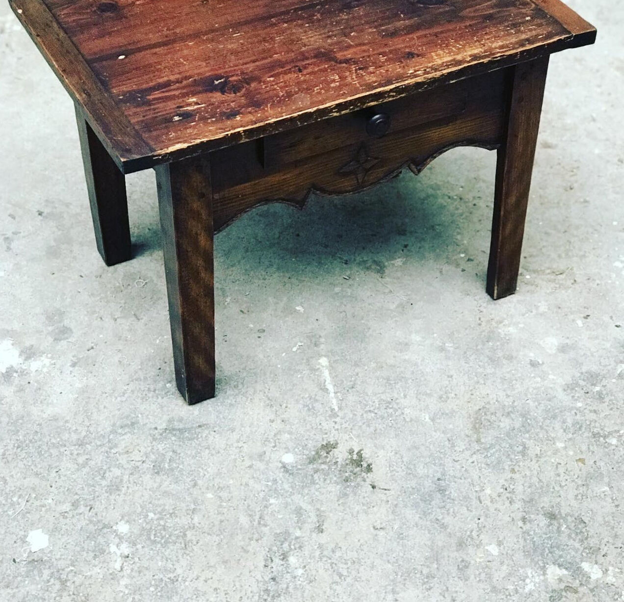 Old coffee table in chestnut