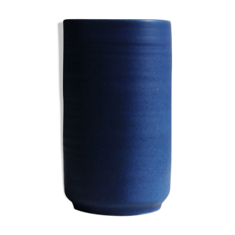 Vase en céramique Mobach bleu terracota, Pays-Bas 1950