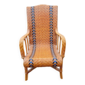 Fauteuil en bambou et osier tressé vintage