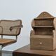 Étagère en pin sculpté à la main, style art populaire, 1 tiroir, 1950