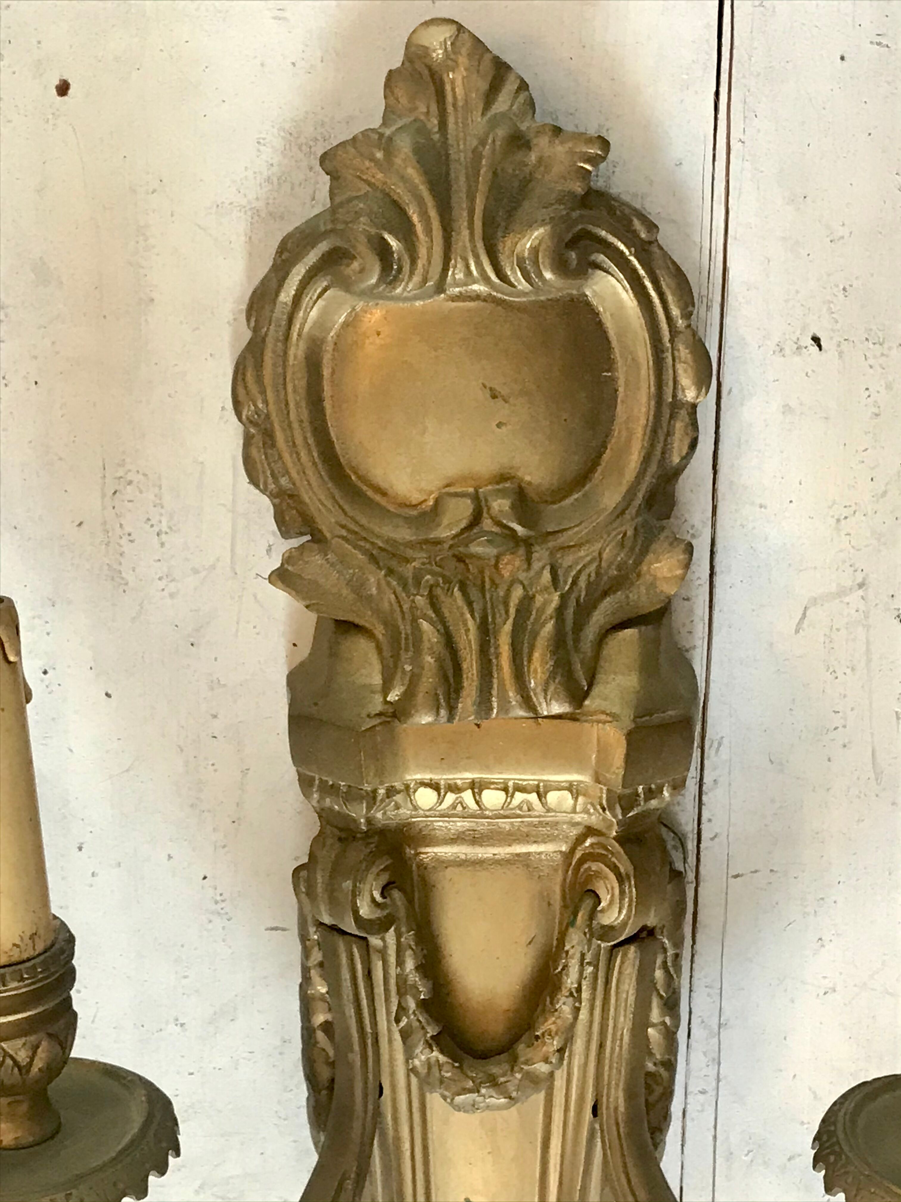 Pair of bronze castle appliques 55cm