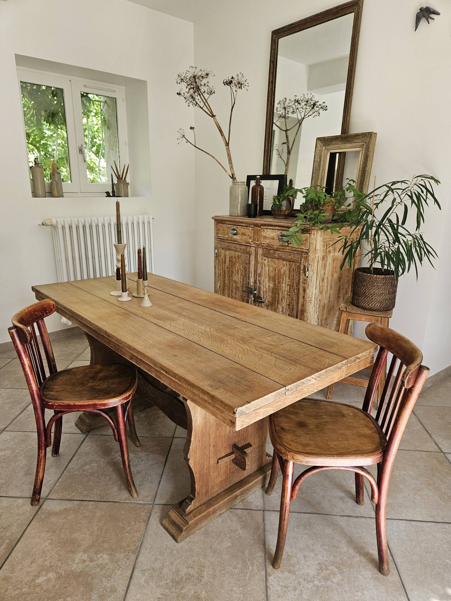 Monastery dining table, farmhouse, solid oak, antique vintage.