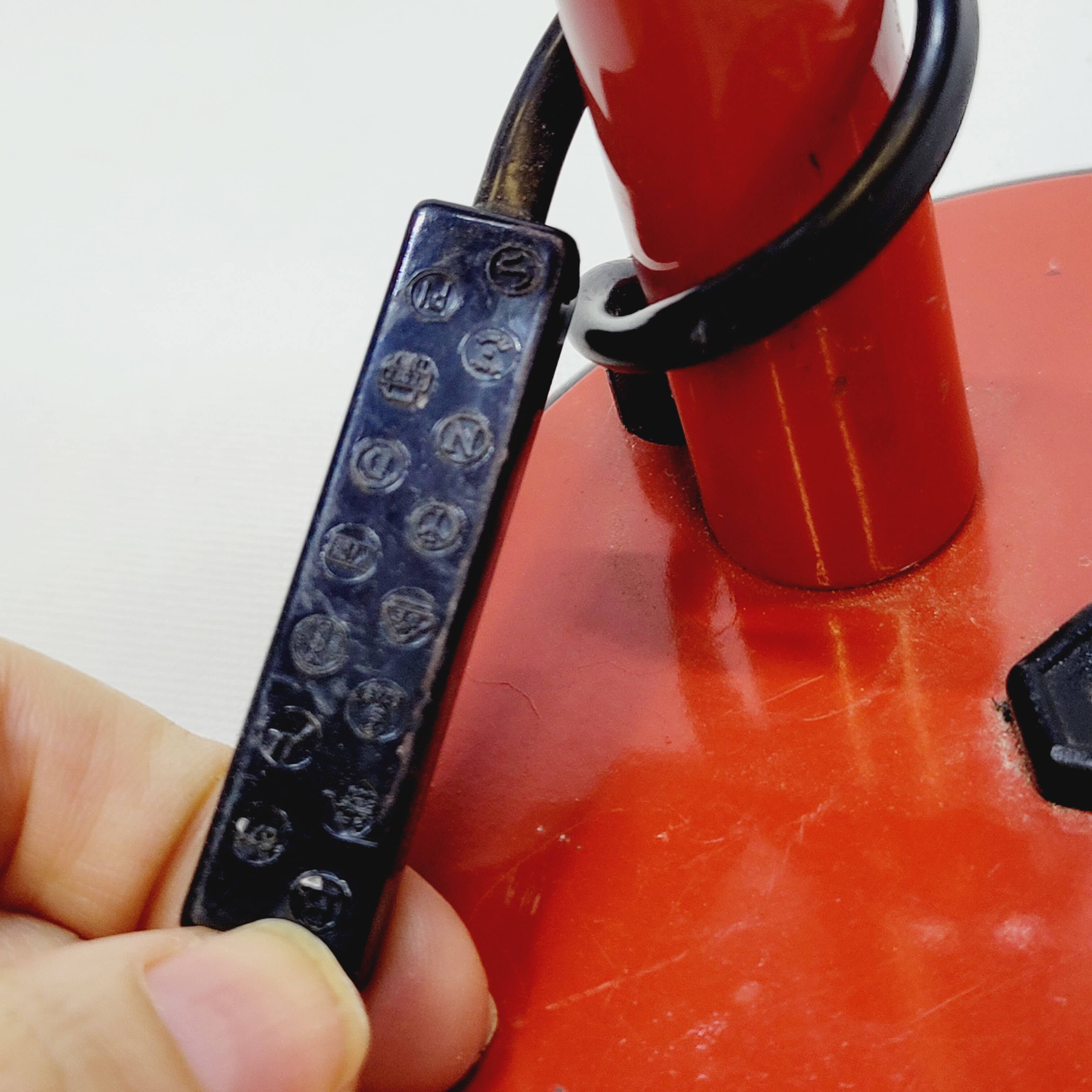 Table lamp desk aluminor metal red flexible arm black 80s vintage