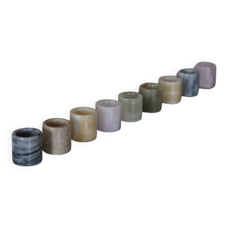 Set of solitary marble candle holders (6 pieces)