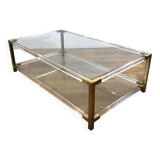 Vintage coffee table in plexiglass and gilded metal, 1970