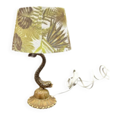 Small vintage lamp in brass & onyx – fish motif – 1950s/60s