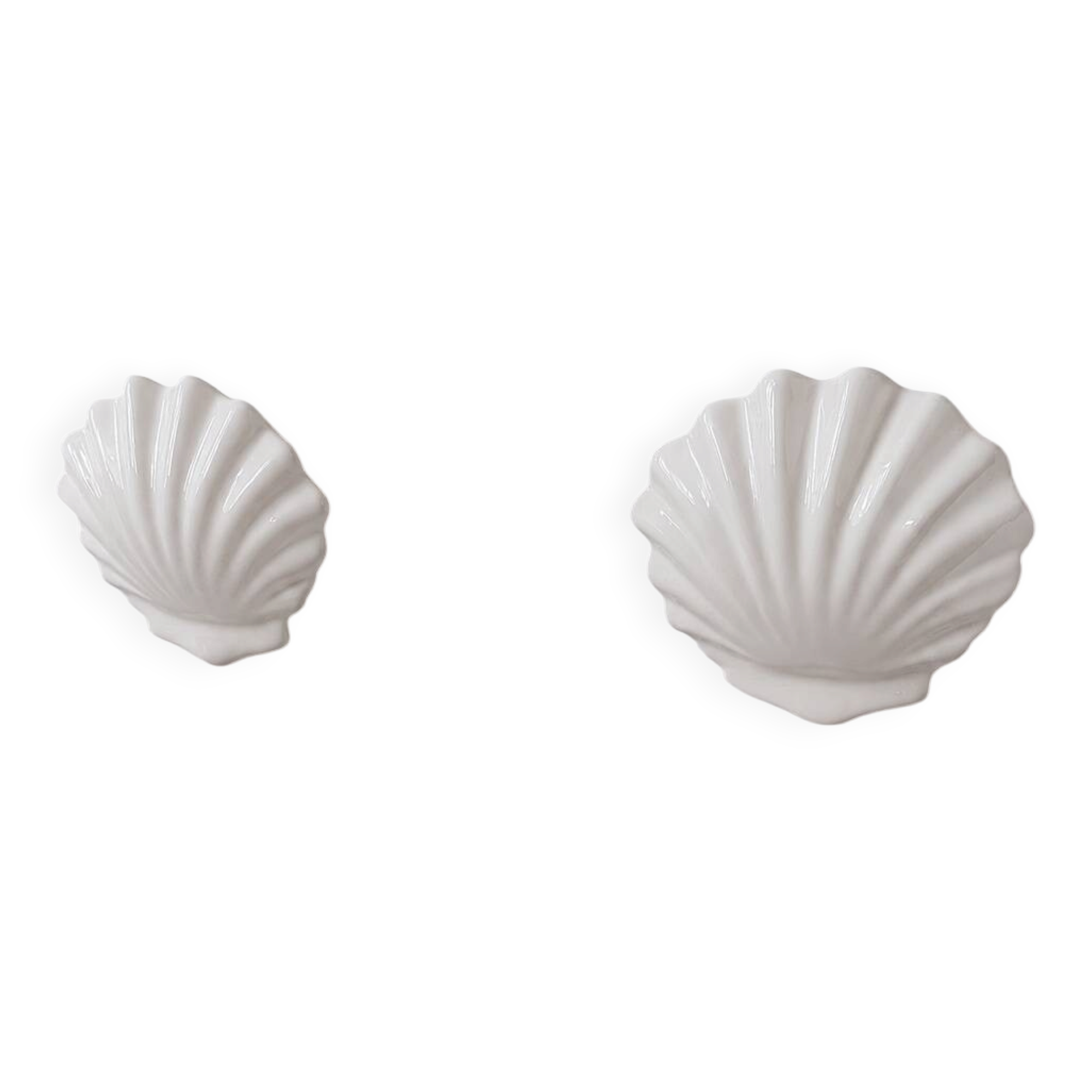 Vintage pair of white porcelain wall lights, France 1970.