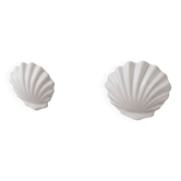 Vintage pair of white porcelain wall lights, France 1970.