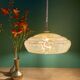 Vintage pendant lamp shade in yellow Clichy glass with red trim