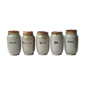 Series of sandstone spice pots