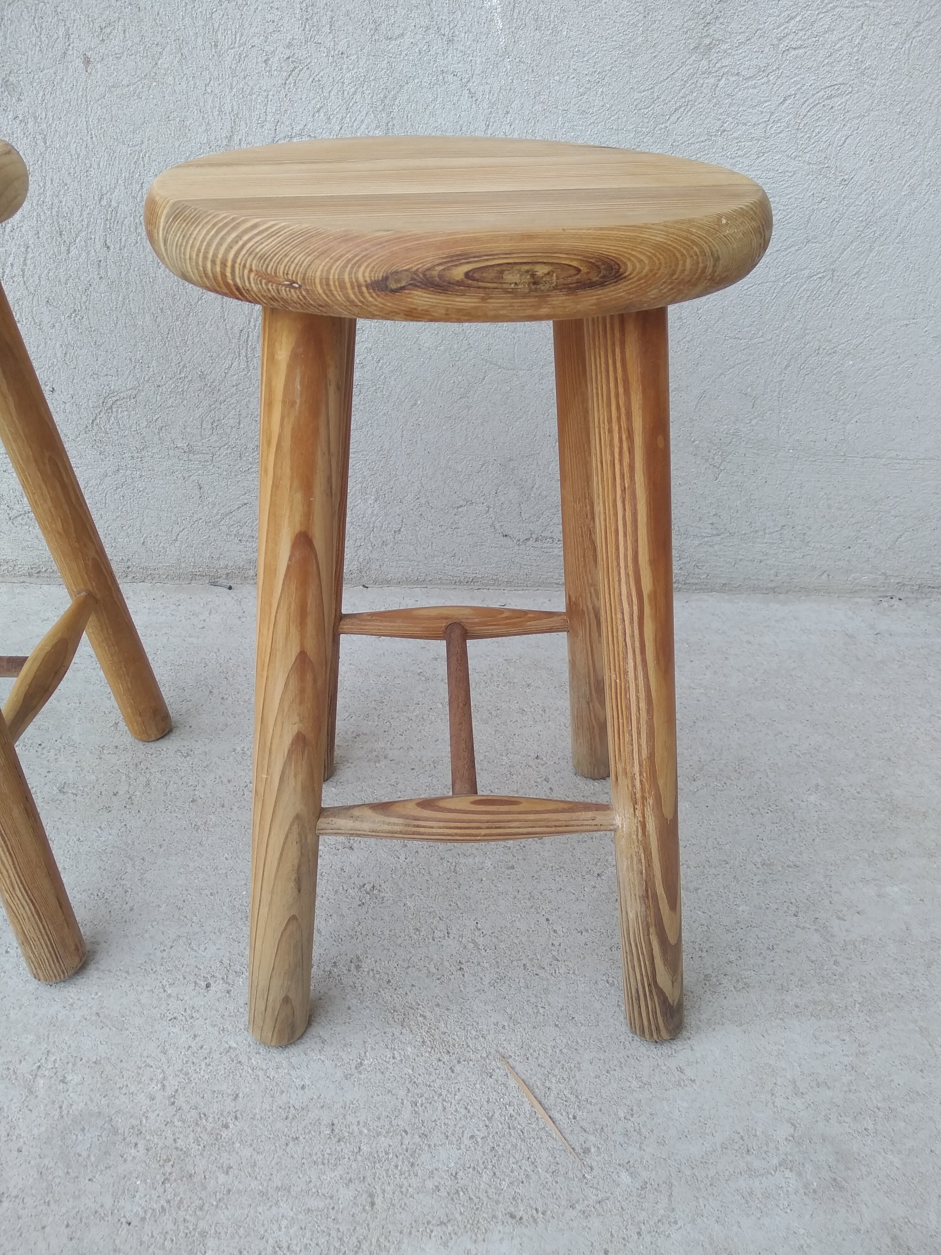 Set of 2 vintage pine stools