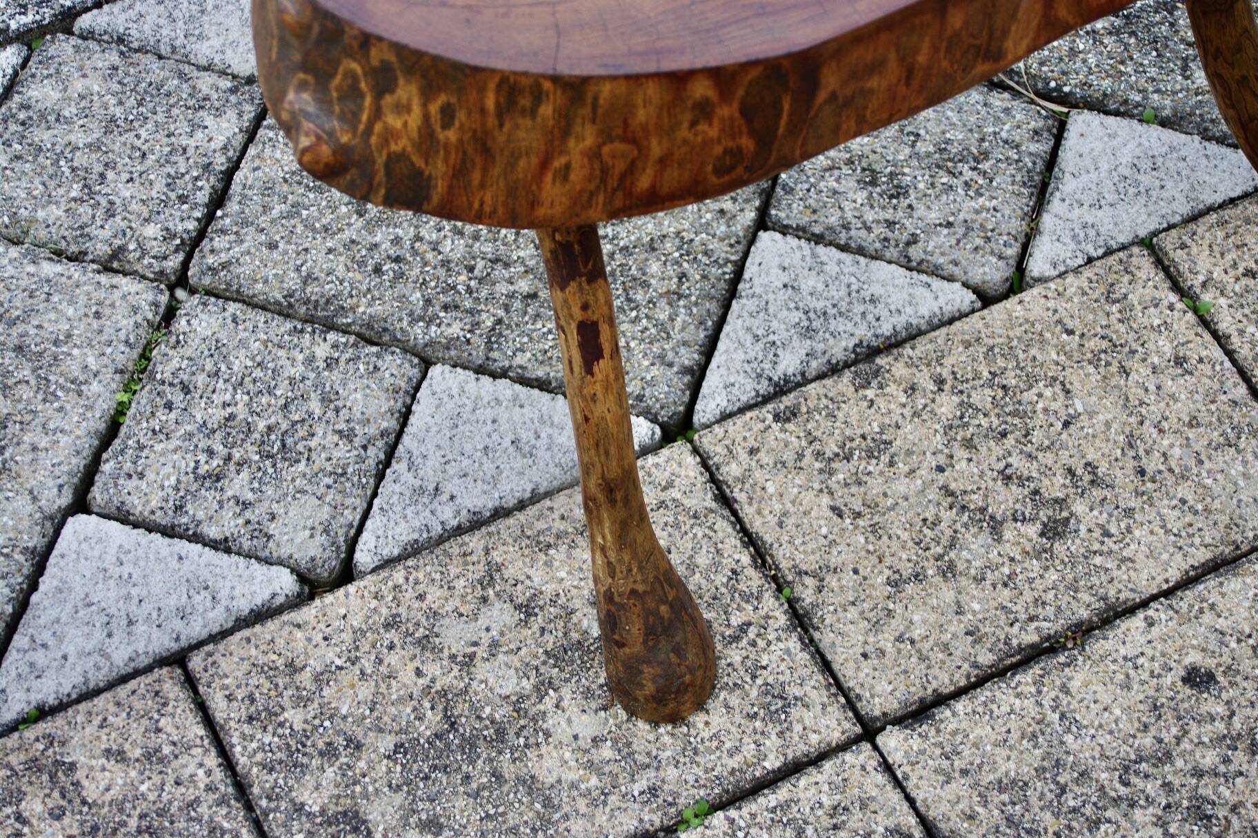 Vintage brutalist side table in solid wood 1960