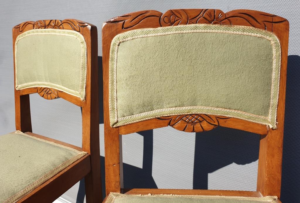 Pair of chairs Art Deco apple green fabric