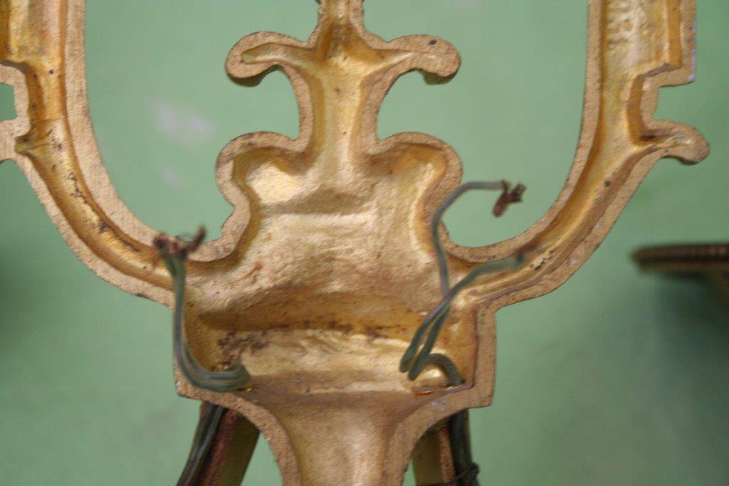 Pair of two-arm bronze sconces Lucien Gau