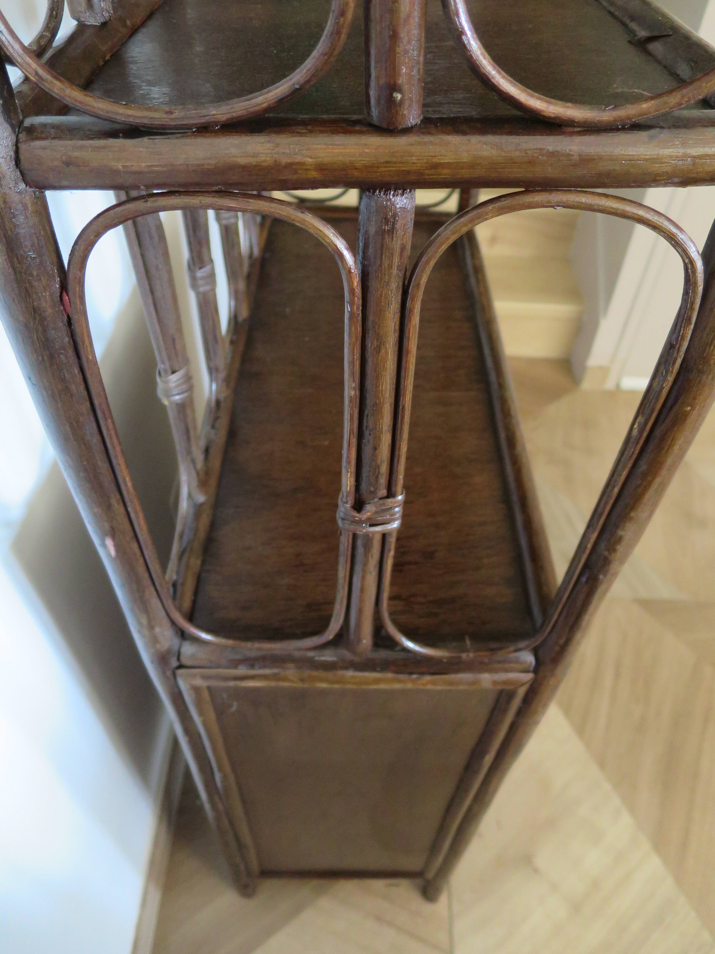 Retro-vintage-Low sideboard-library - cane-wood-rattan-1960s