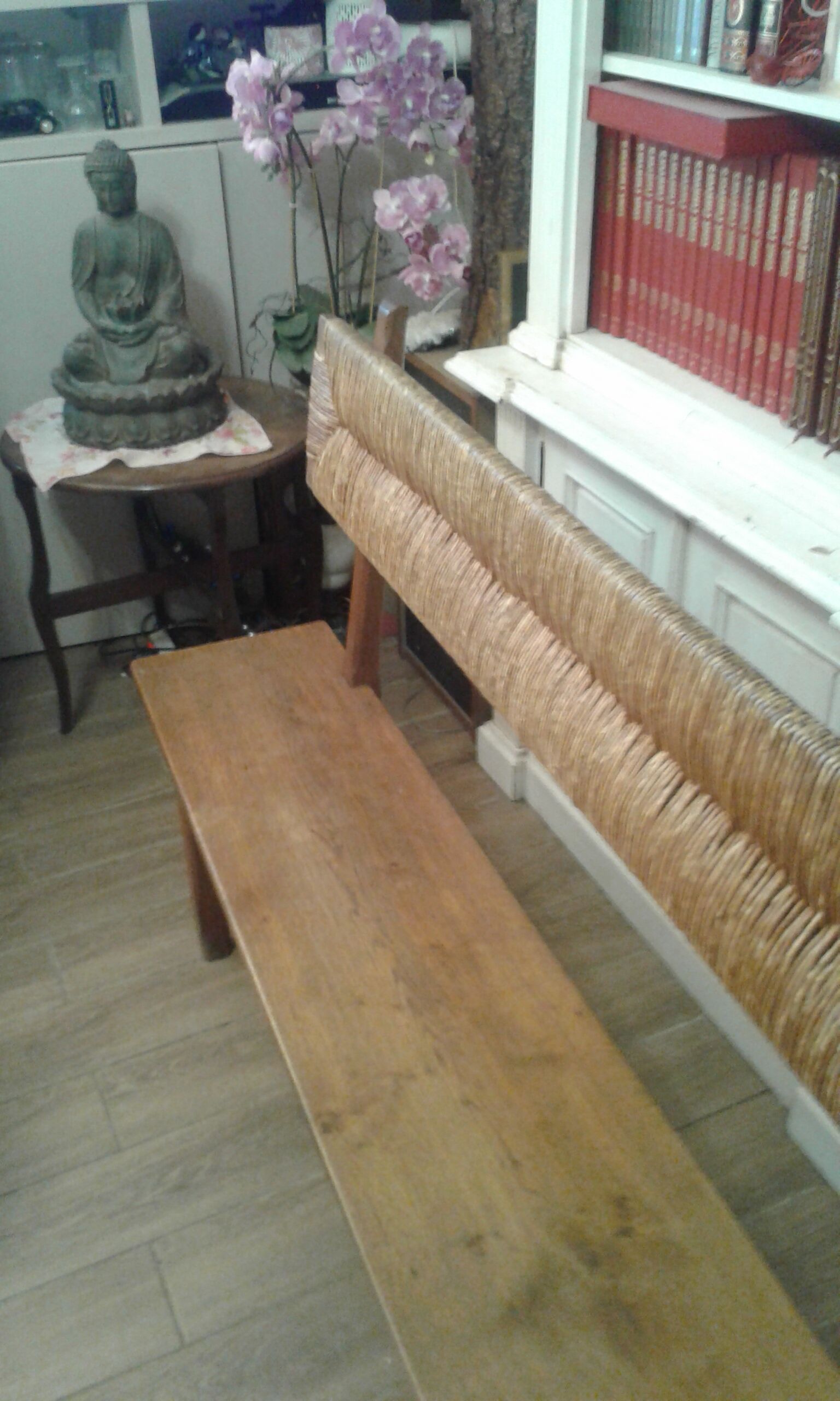 Bench with oak backrest