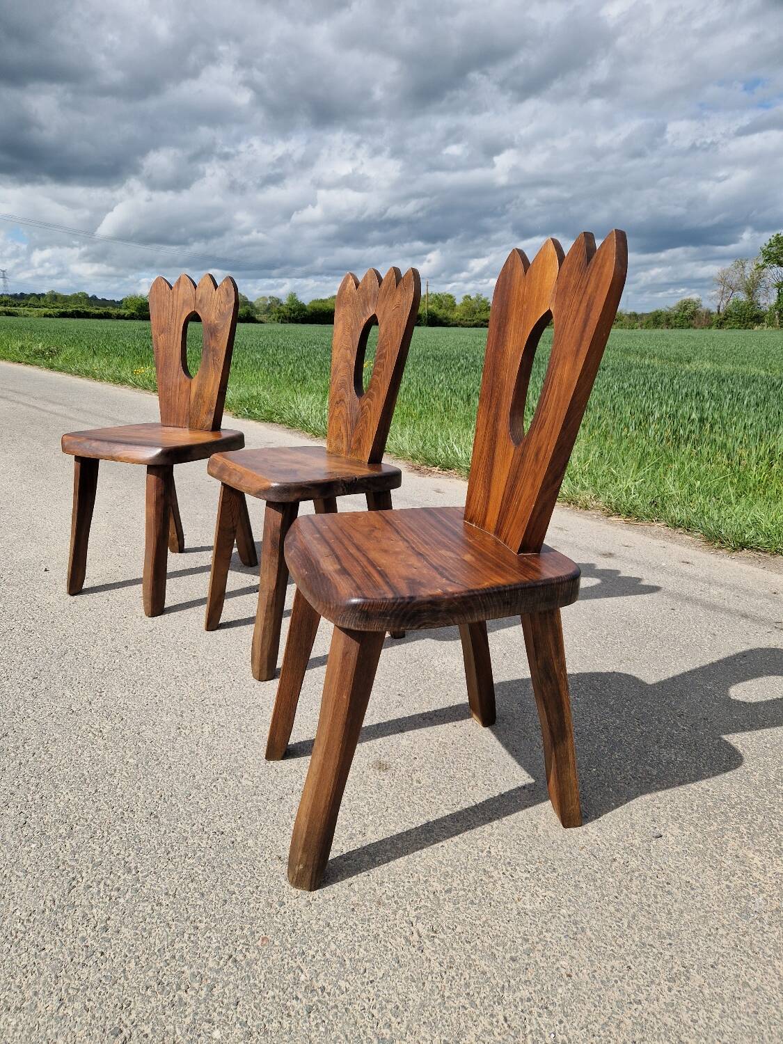Lot de 3 chaises brutaliste Aranjou style olavi Hanninen