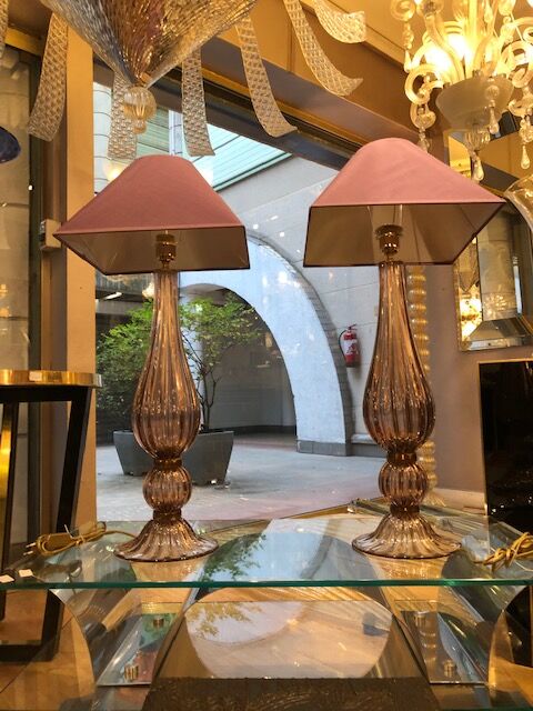 Paire de lampes en verre de Murano