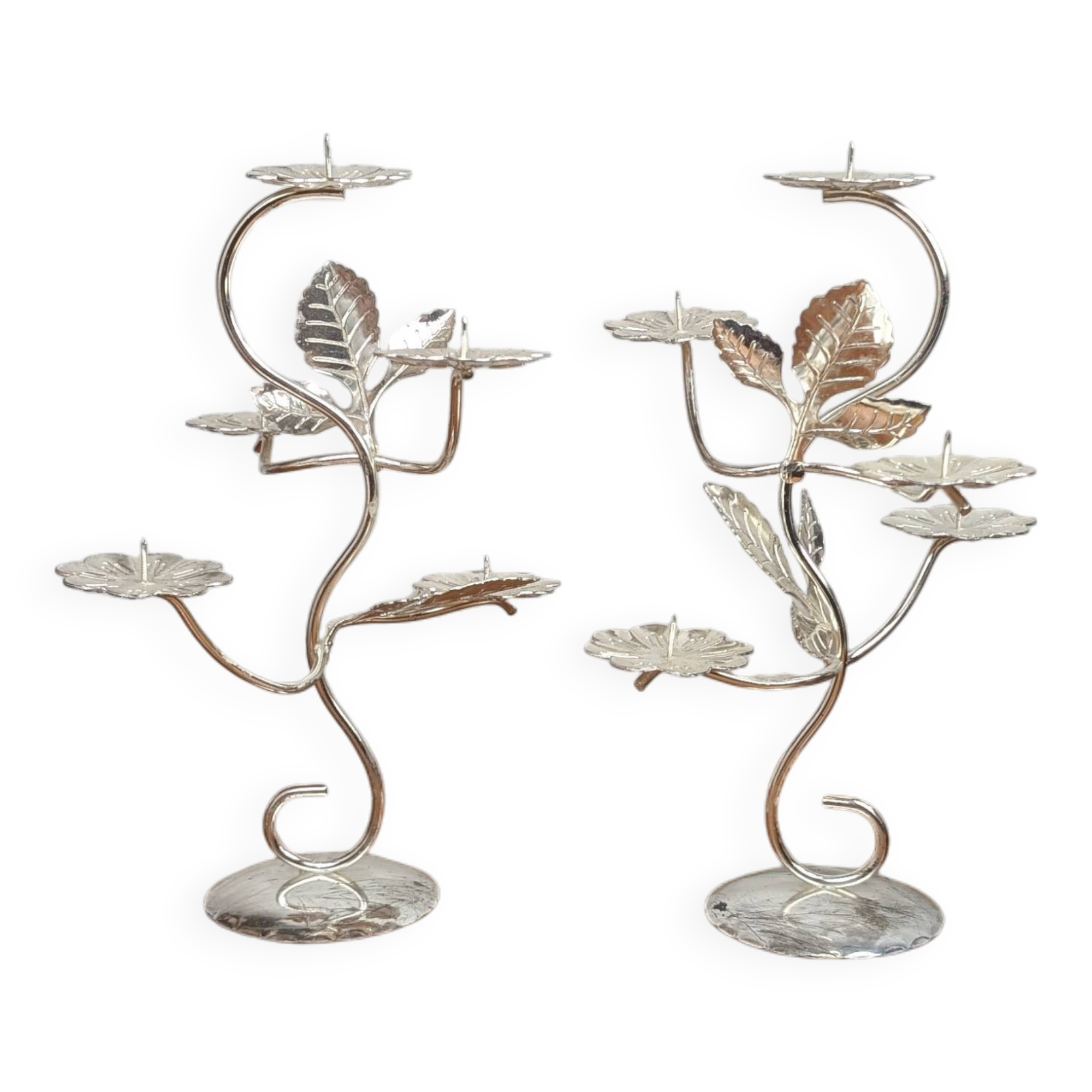 Pair of Art Nouveau Style Silver Plated Metal Candlesticks, BMF Made in Germany