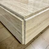 Square travertine coffee table - 1980s