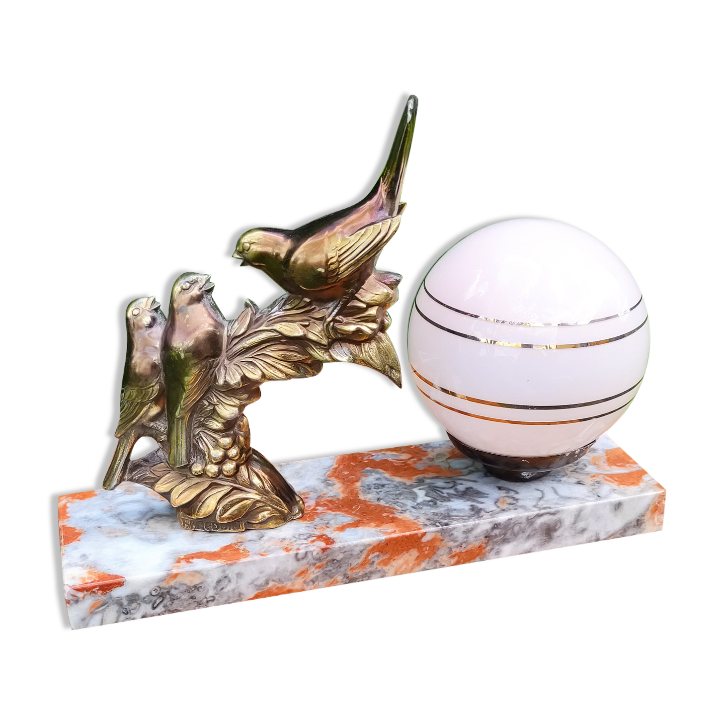 Globe and marble art deco lamp