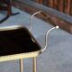 Serving trolley, vintage mini-bar in metal and smoked glass