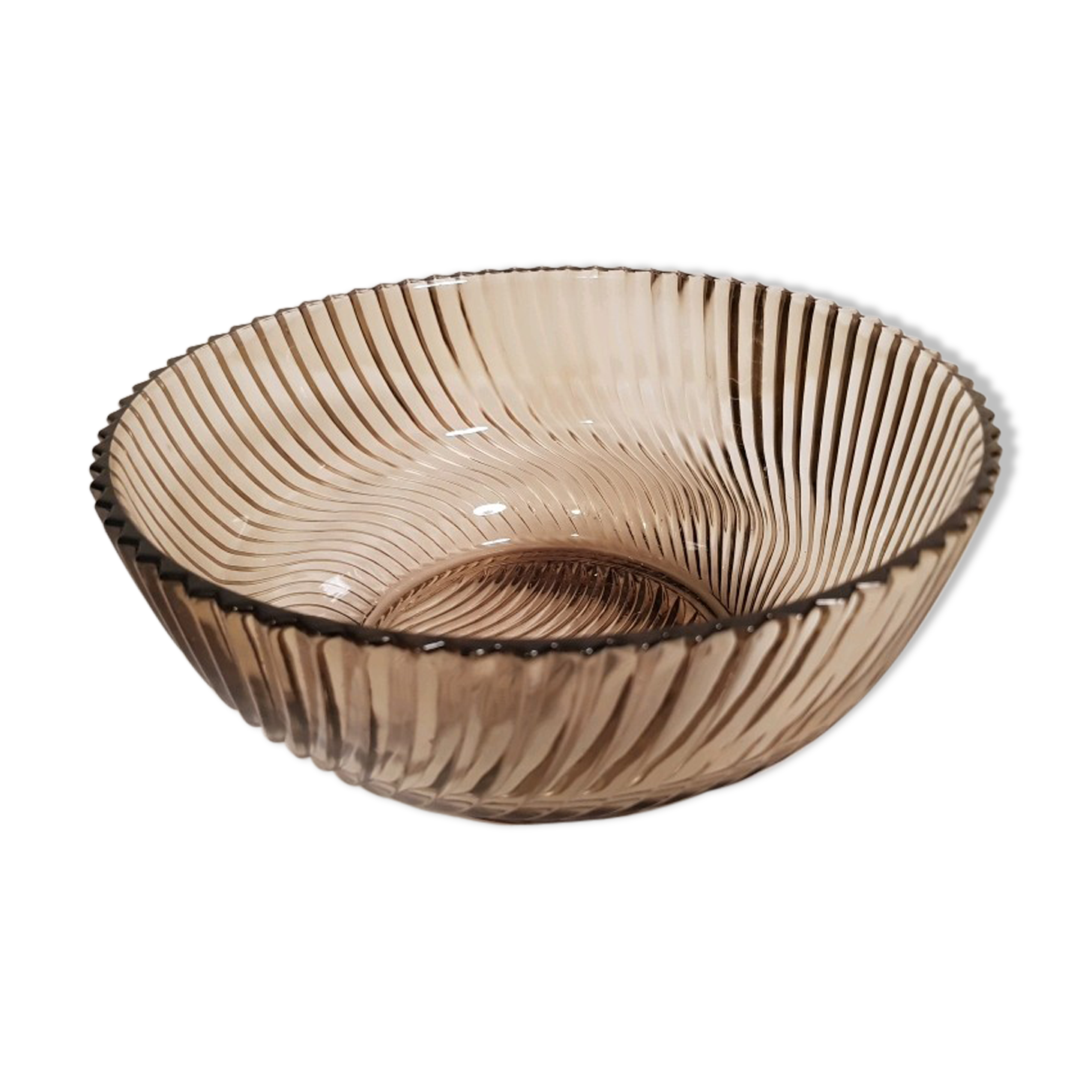 Saladier verre fumé vintage