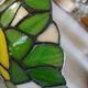 Antique stained glass and tin pendant light