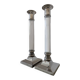 Pair of lucite and silver-plated candlesticks