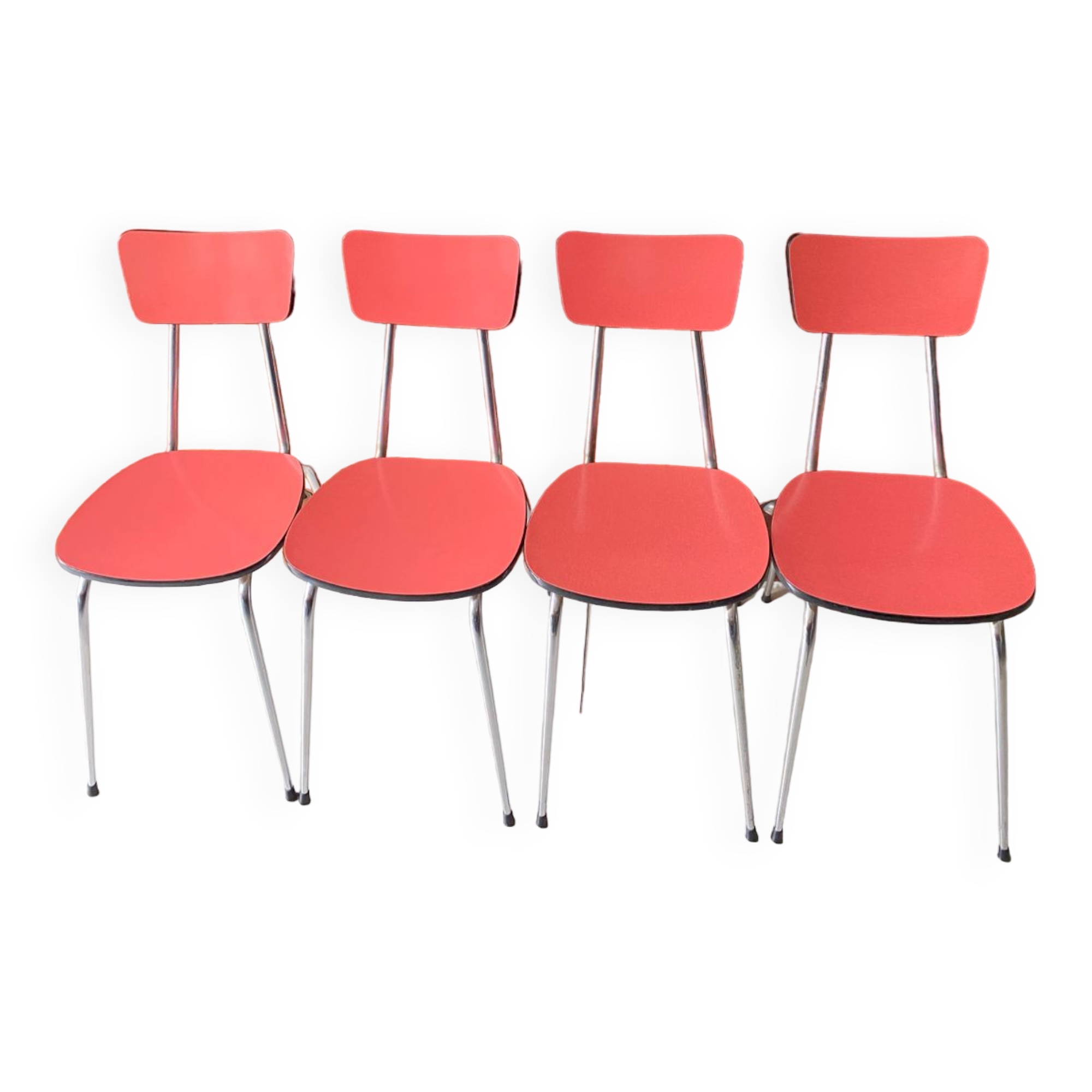 Set of 4 vintage red Formica chairs