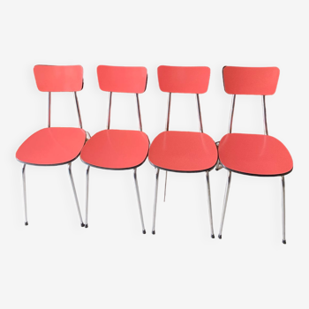 Set of 4 vintage red Formica chairs