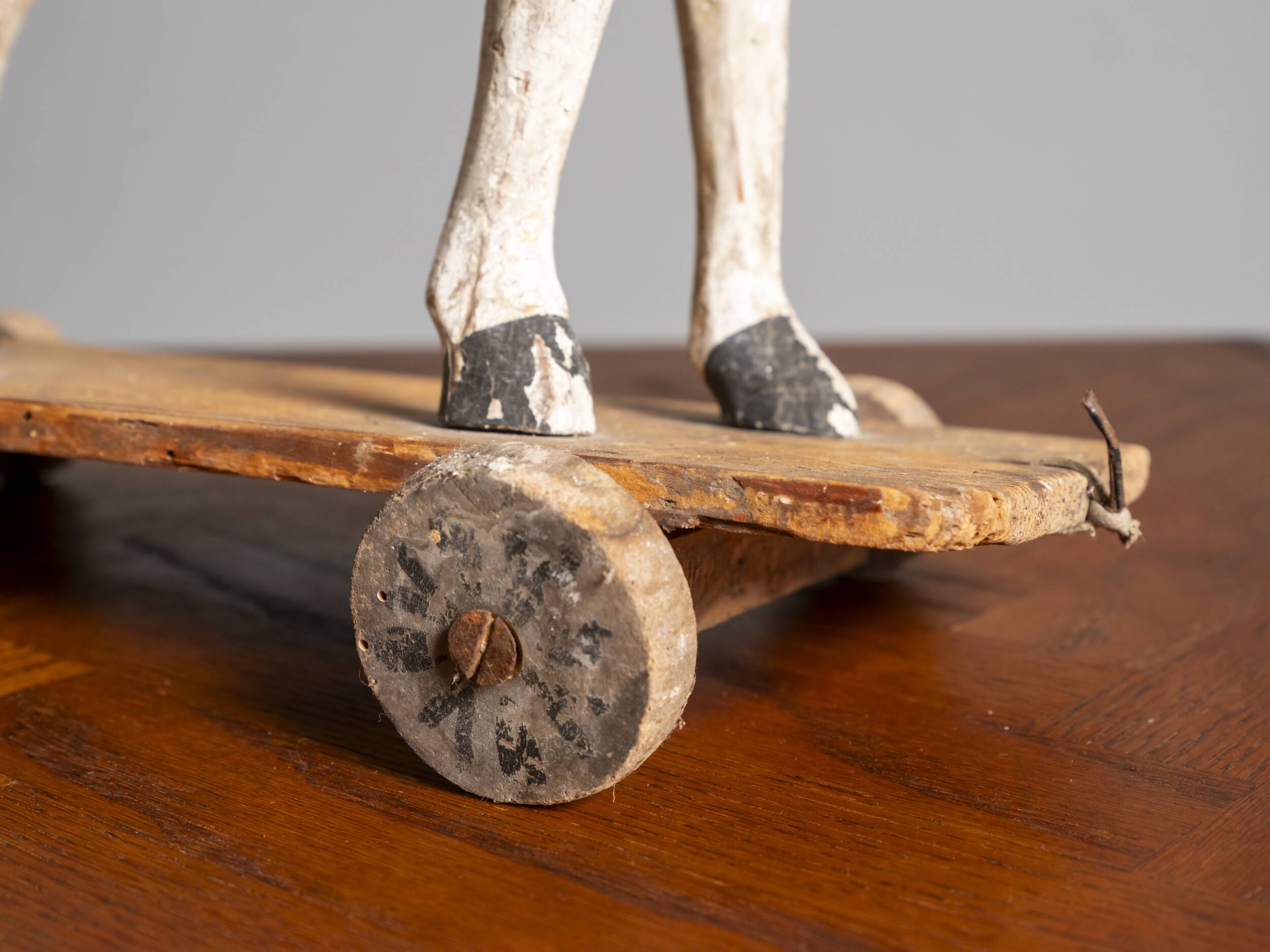 Antique Wooden Toy Horse on Wheels, Early 20th Century