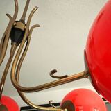 Vintage Orange Glass Chandelier, Sweden, 1970s