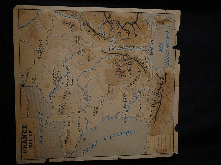 Map old mural Nalliers Vienna France geology and relief