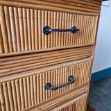 Commode en rotin et osier 1960