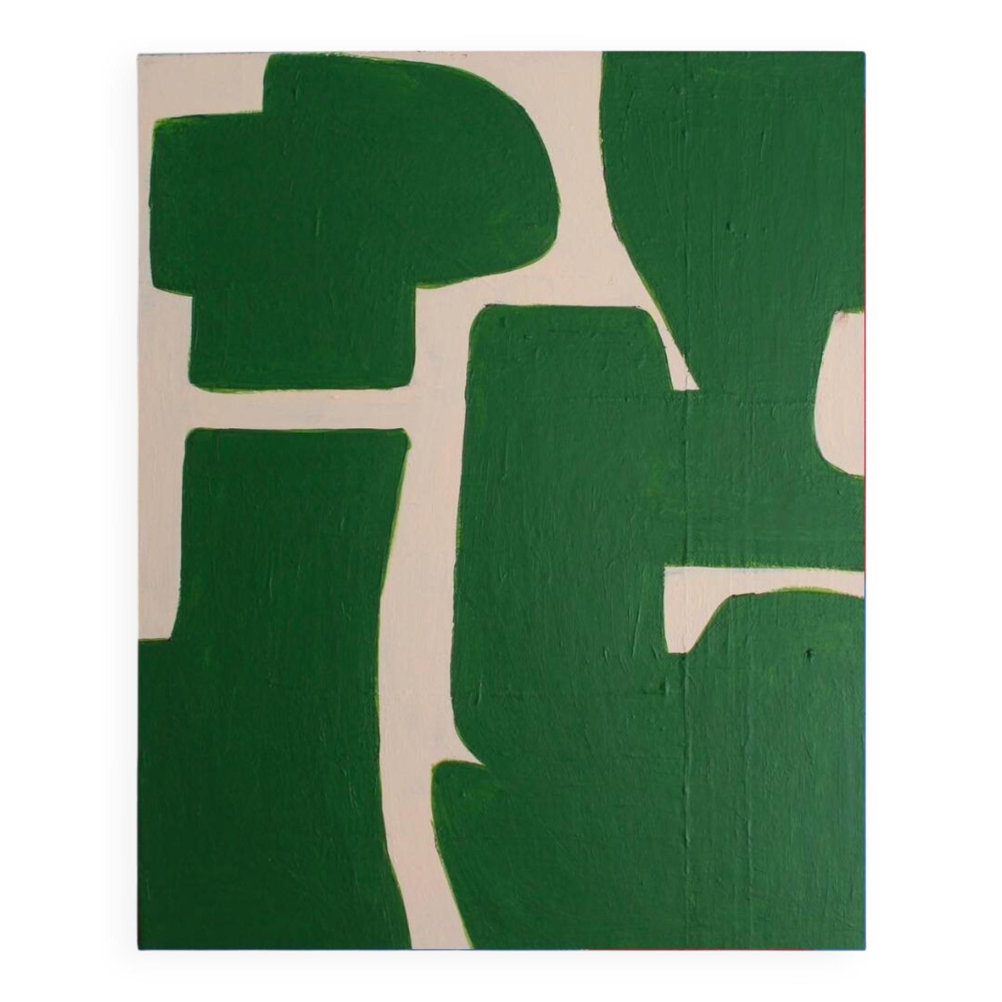 Abstract green art on a beige background.