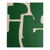 Abstract green art on a beige background.