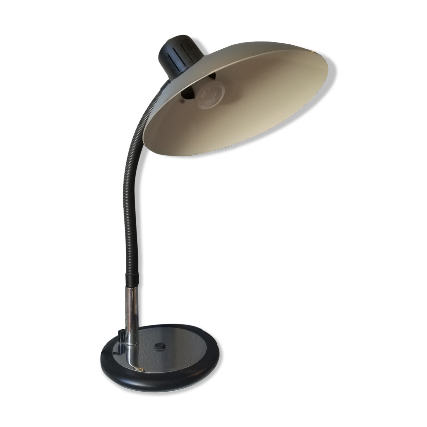 Large vintage chrome table lamp Aluminor - Rare XXL format - 70s