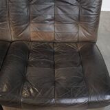 Grey leather elements design sofa 3 elements + footstool