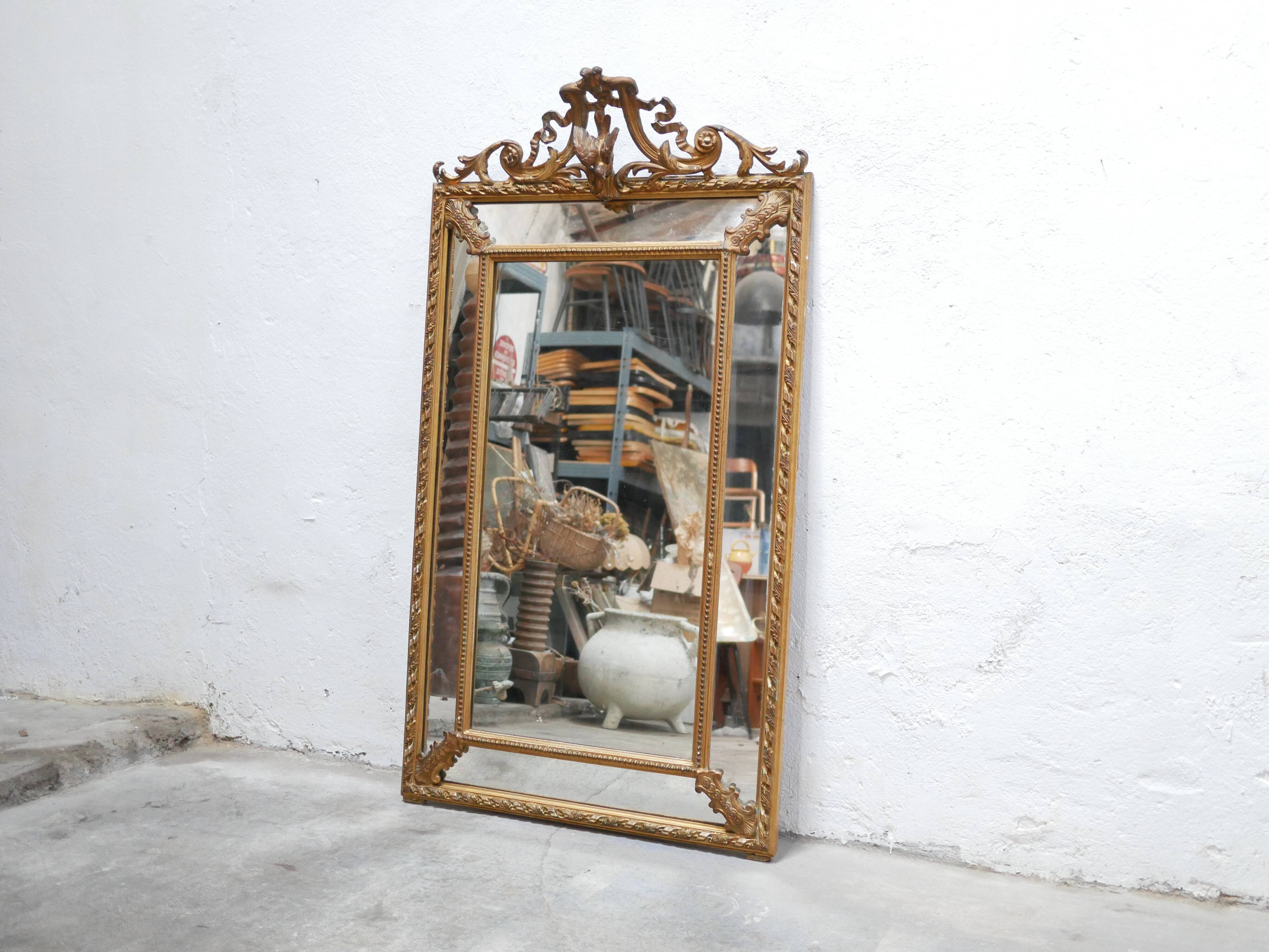 Old Napoleon III louis XV style mirror with parecloses 162cm x 90cm