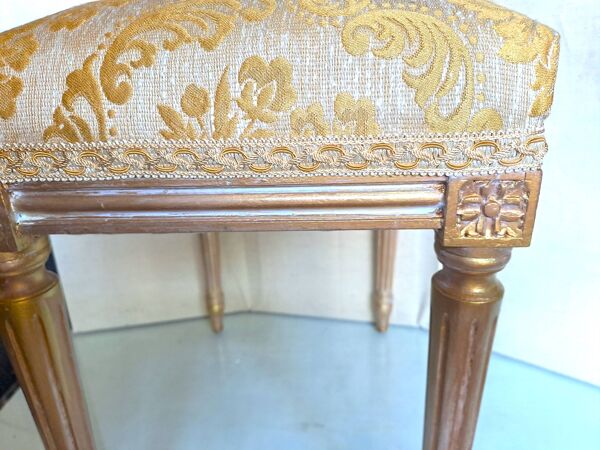 Tabouret Piano bois or empire restauration tapissière XIX