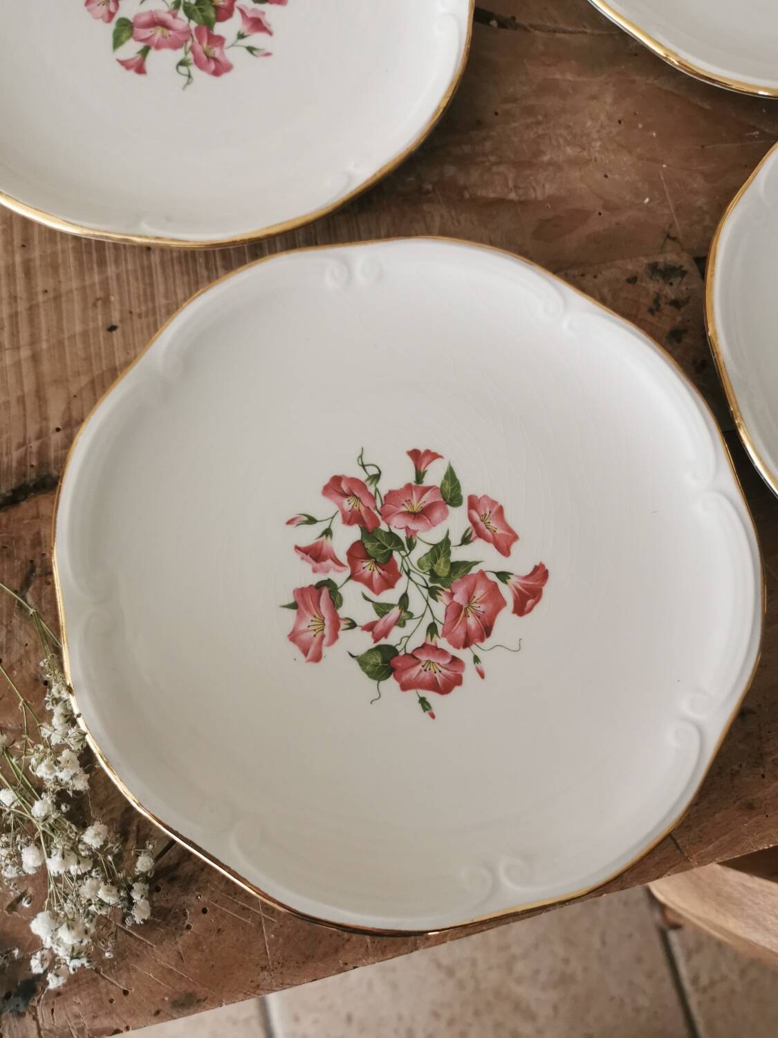 6 gien dessert plates, liseron