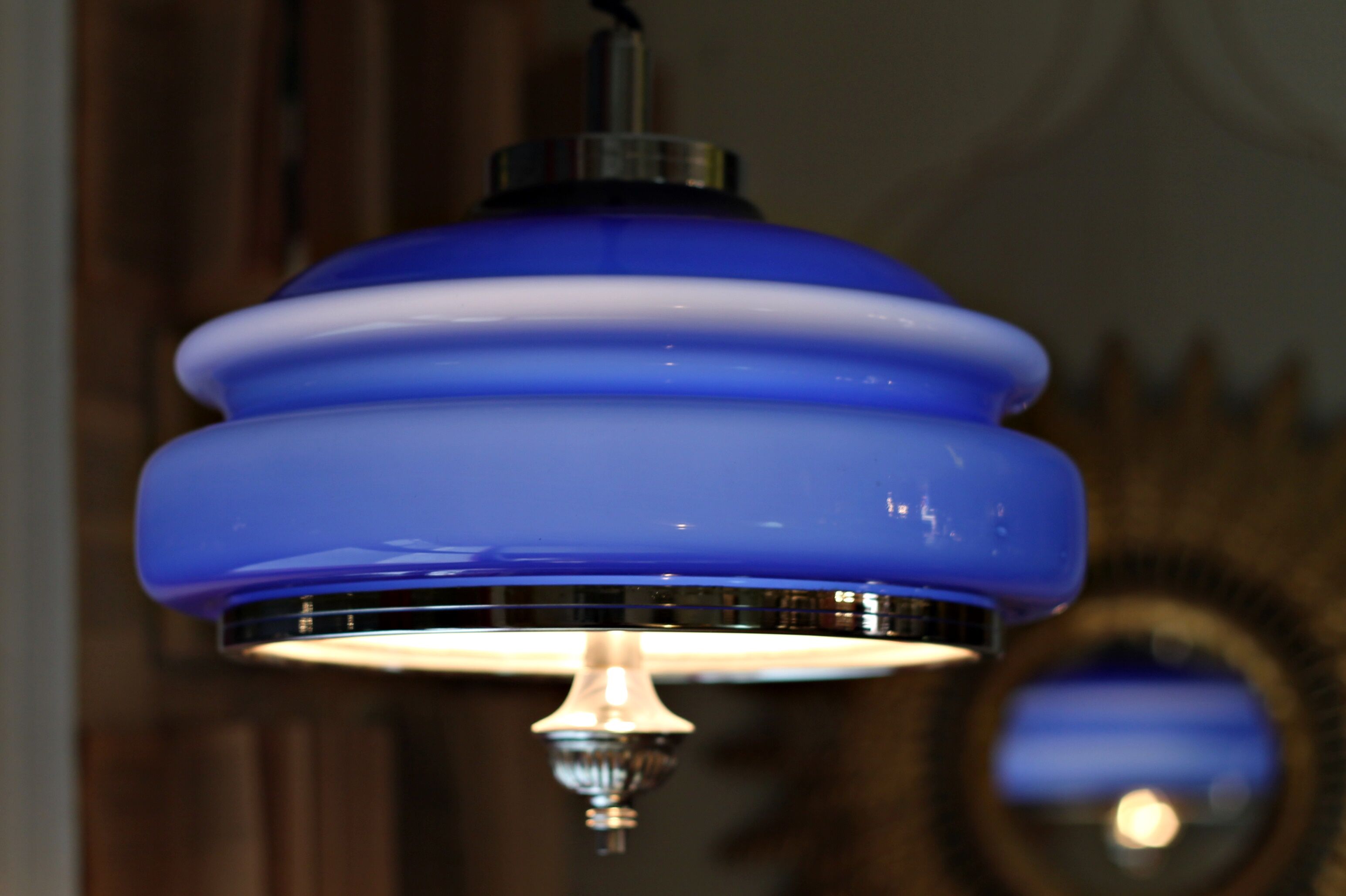 Vintage blue opalina lamp